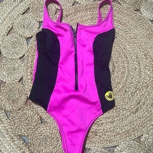 Body glove flamingo pink throwback one piece swim